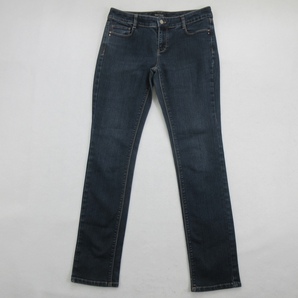 White House Black Market Women Jeans 6 Blanc Slim Leg Dark Blue Stretch